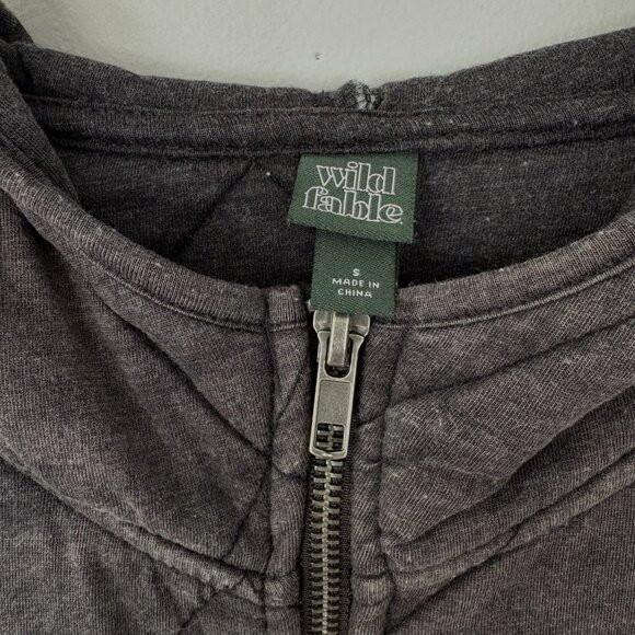 Wild Fable Women’s Small Dark Gray Quilted Long Sleeve Zip Up Hoodie Jacket - Picture 2 of 8